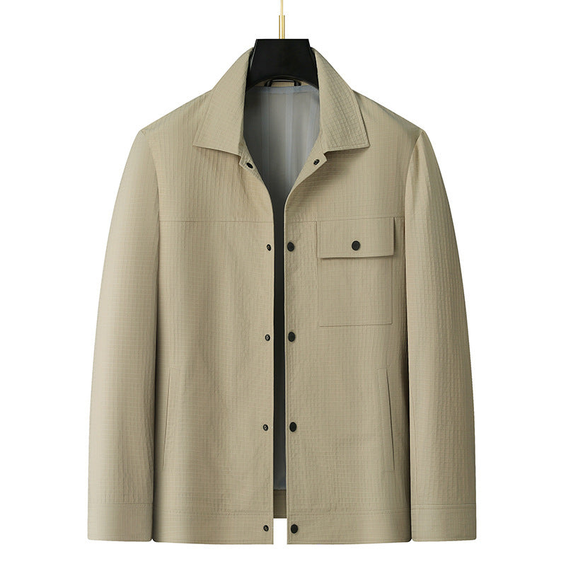 Herren Leichte Hemdjacke aus strukturierter Ripstop-Optik mit Druckknopfleiste Drune