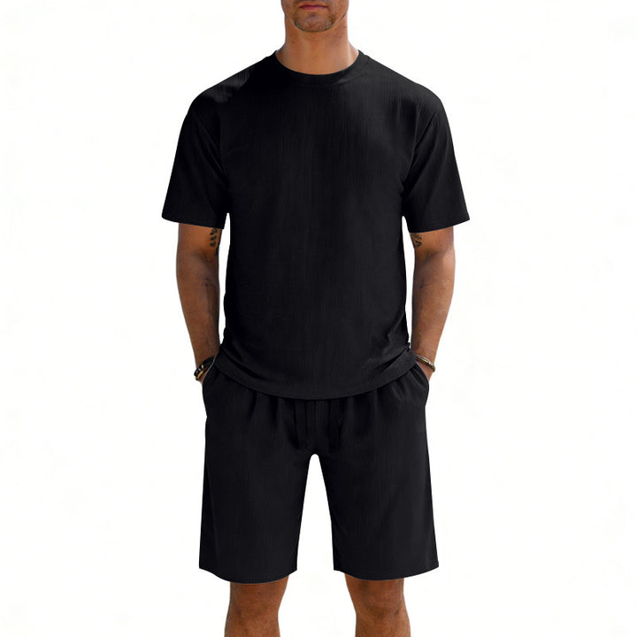 Herren nan Kurzarmshirt- und Bermudakombination aus geripptem Jersey mit elastischem Tunnelzugbund Drune