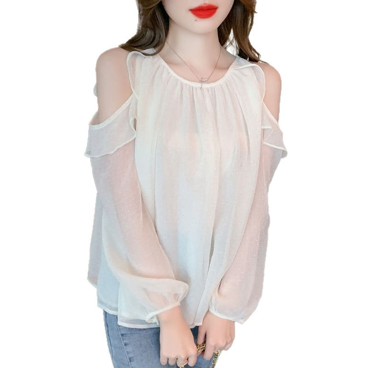 Damen Bluse mit offenen Schultern und Rüschendetails Drune