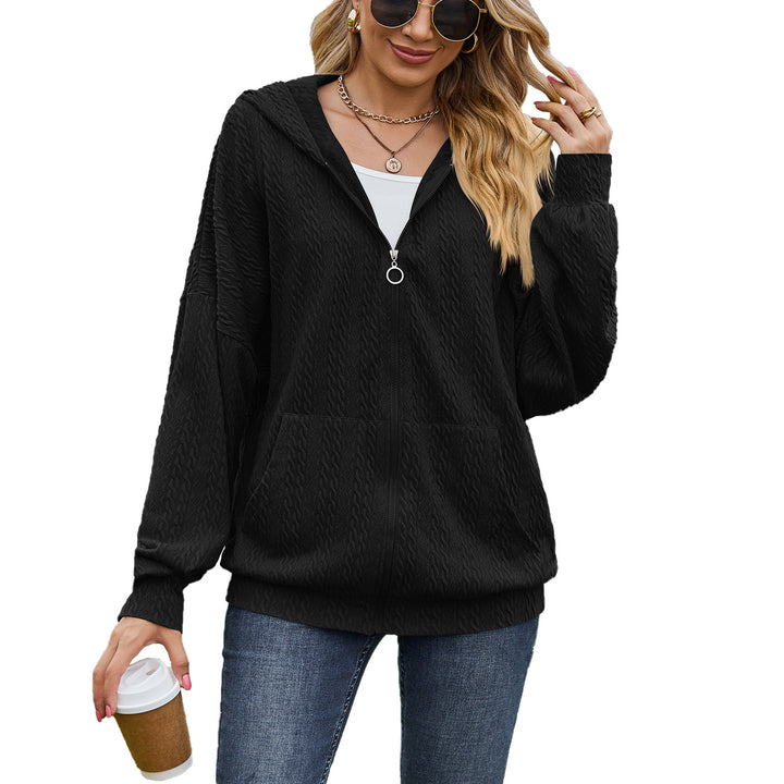Damen Oversized Kapuzenpullover mit Strukturmuster und praktischen Taschen Drune