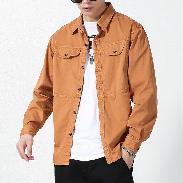 Herren Overshirt aus Baumwoll-Twill mit Brustklappen und entspanntem Regular-Fit Drune