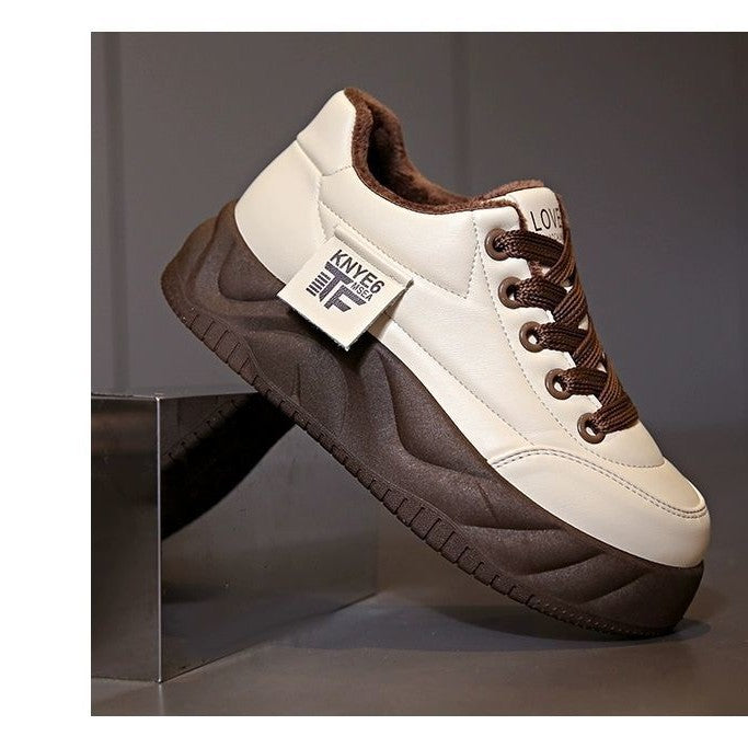 Damen Fleecegefütterte Chunky Sneakers mit rutschfester Sohle und modischem Design Drune