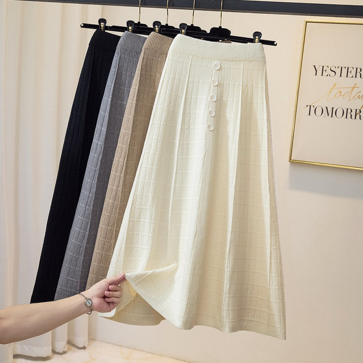 Damen Eleganter Maxirock mit Knopfdetails und strukturiertem Design Drune