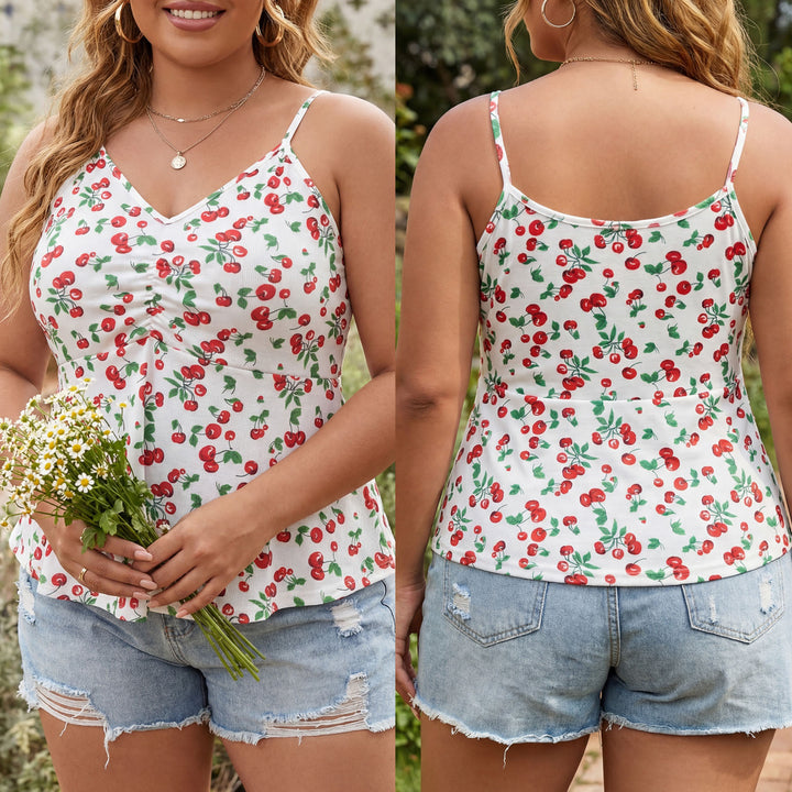 Damen, luftiges Blumenshirt mit Spaghettiträgern Drune