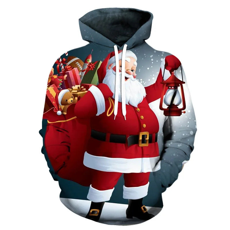 Damen Verspielter Weihnachts-Kapuzenpullover mit buntem Motiv Drune