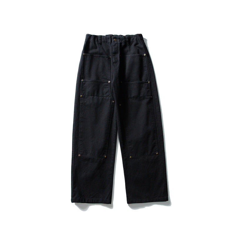 Herren weite Utility-Arbeitshose mit aufgesetzten Patch‑Taschen und elastischem Bund Drune