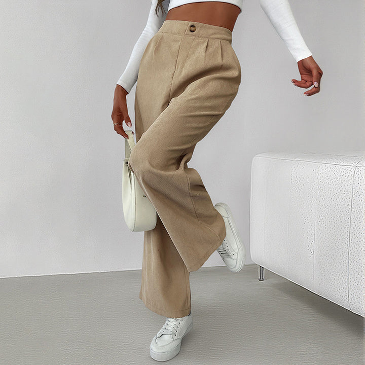 Damen lässiges Cropped Langarmshirt und weite Culotte-Hose Drune