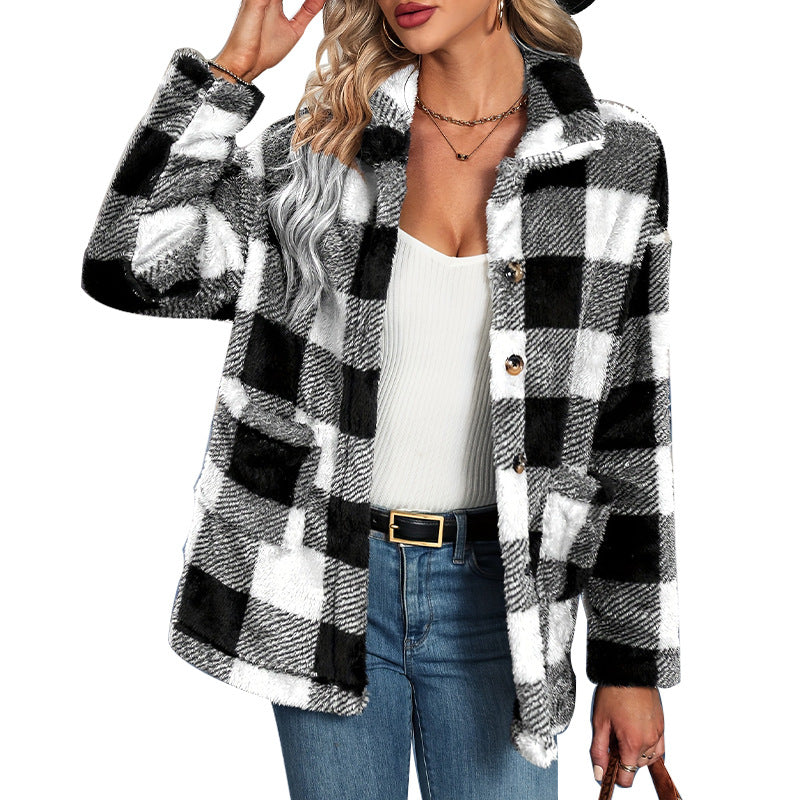 Damen Fleecepullover im Karodesign Drune