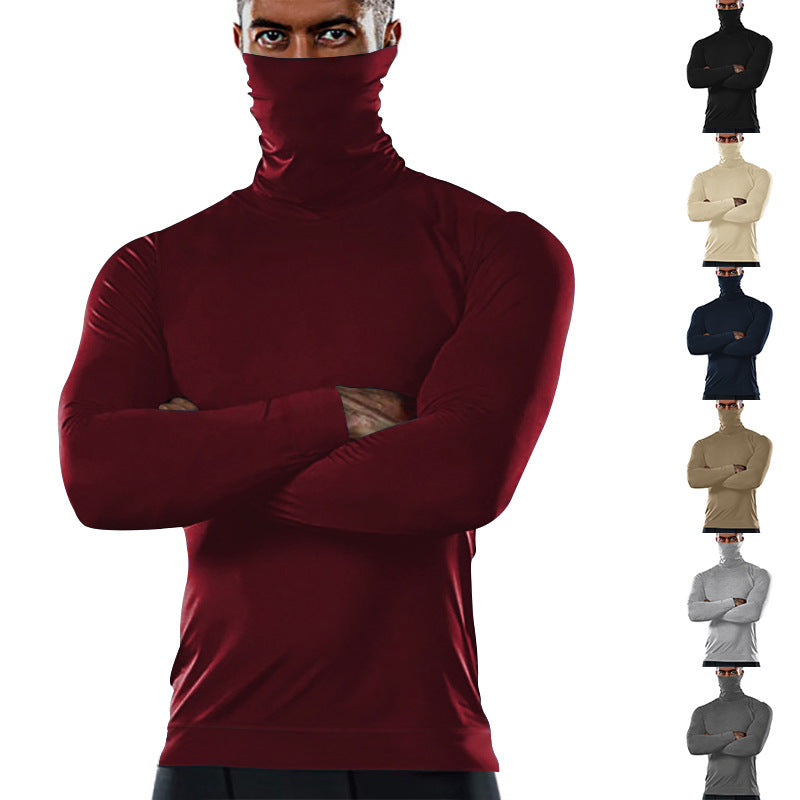 Herren funktionales Langarmshirt mit hohem Kragen und feuchtigkeitsregulierendem Material Drune