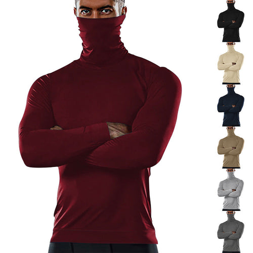 Herren funktionales Langarmshirt mit hohem Kragen und feuchtigkeitsregulierendem Material Drune