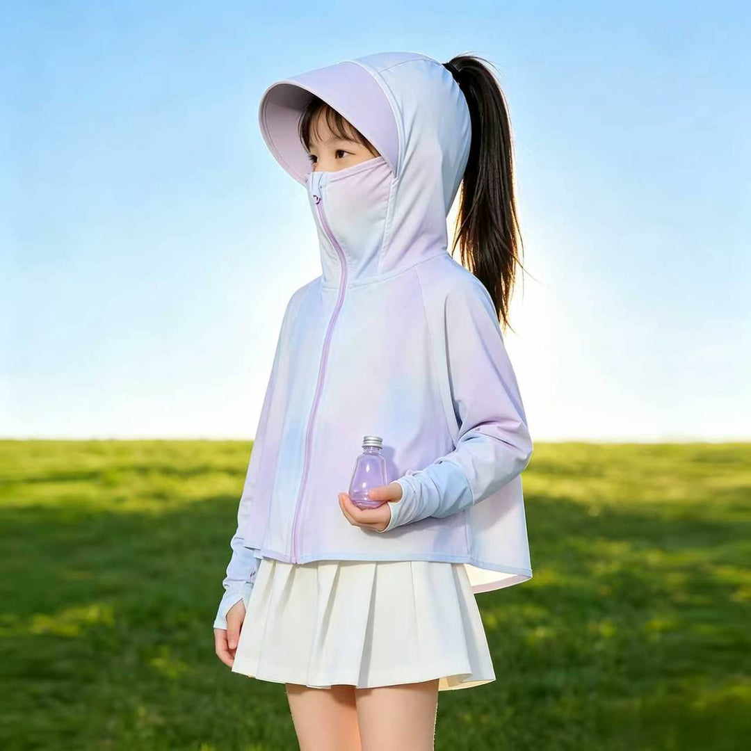 Damen nan leichte UV-Schutz Kapuzenjacke für Kinder mit atmungsaktivem Material und Reißverschluss  Drune