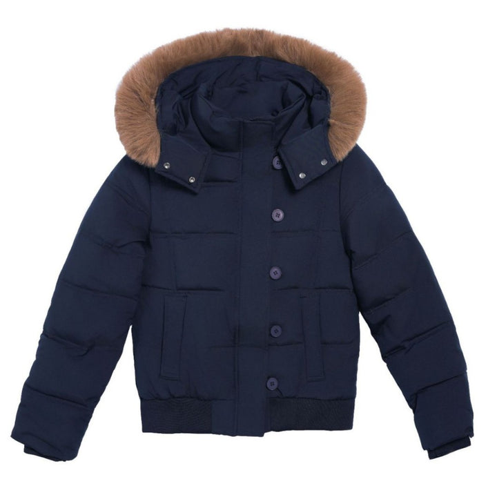 Damen Stylische Jacke mit abnehmbarem Kunstfellkragen und Knopfdetails Drune