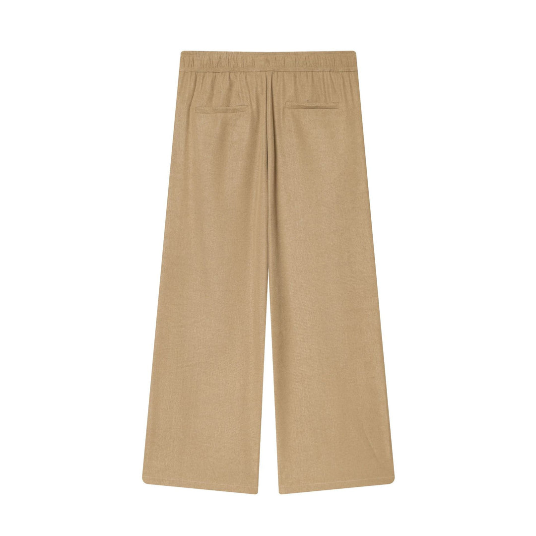 Damen nan weite Highwaist-Hose mit Kordelzug, dekorativen Teilungsnähten und ausgestelltem Bein Drune