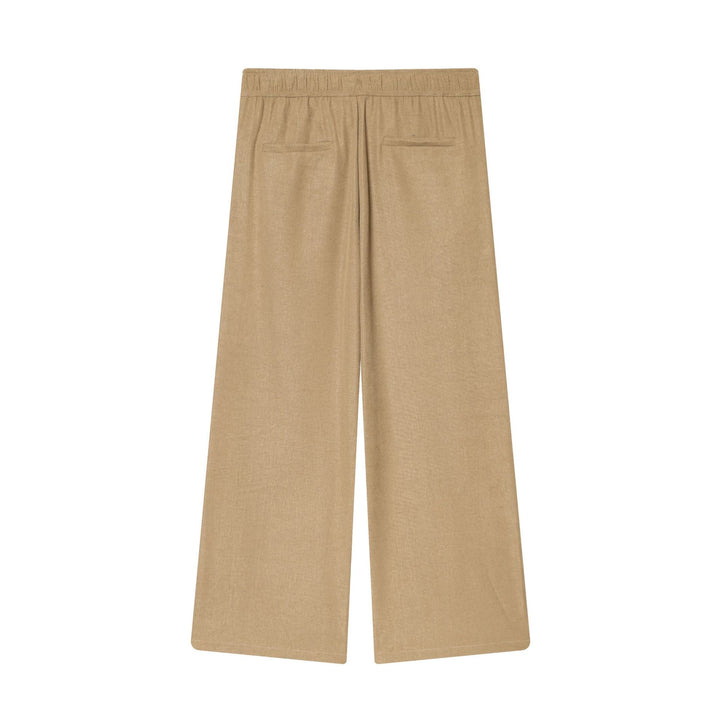 Damen nan weite Highwaist-Hose mit Kordelzug, dekorativen Teilungsnähten und ausgestelltem Bein Drune
