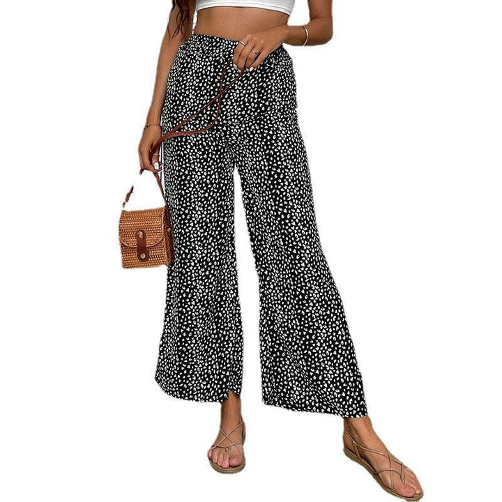 Damen Leichte Palazzo‑Hose mit hohem Gummibund und dezentem Animal‑Print Drune