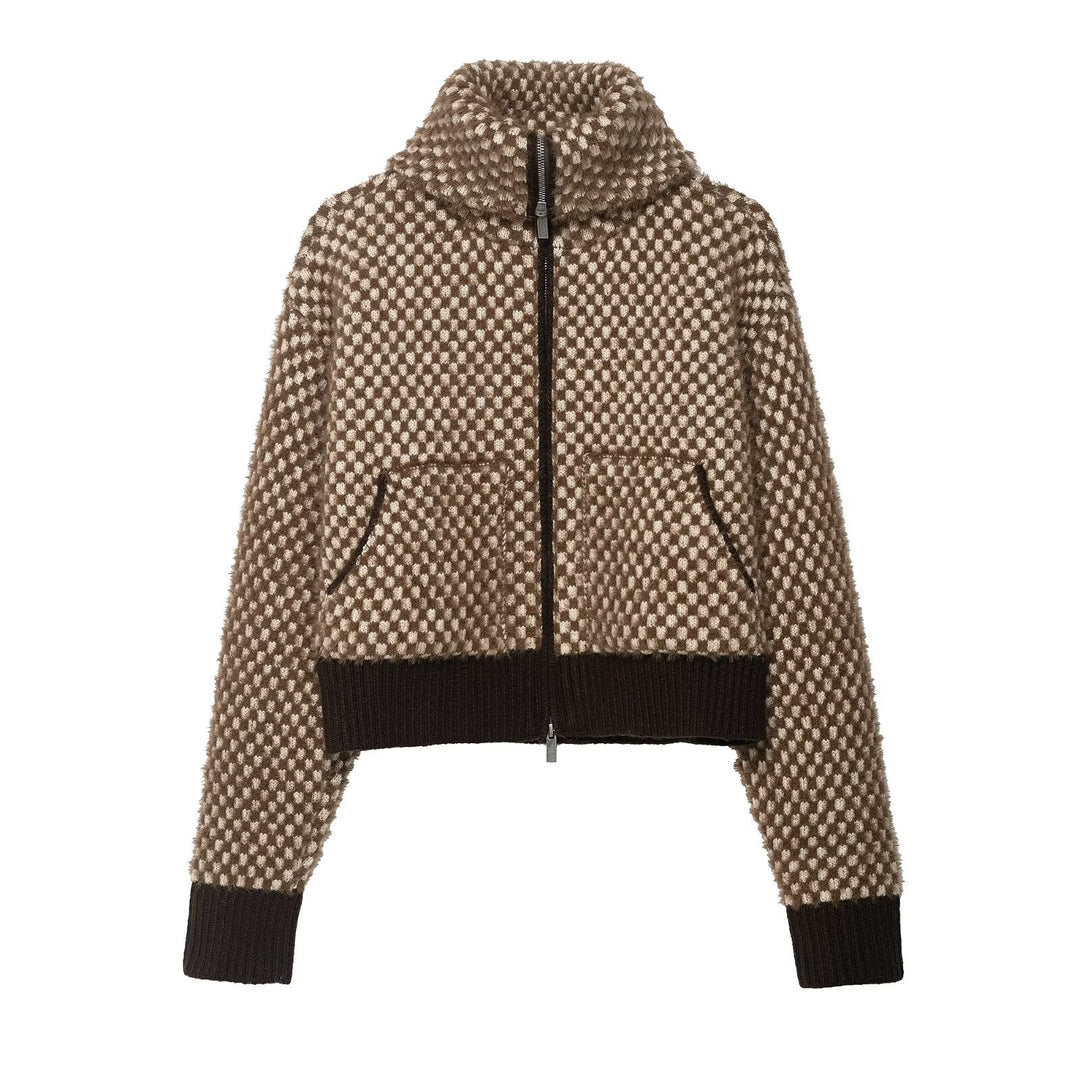 Damen modische Fleecejacke mit hohem Kragen und praktischen Taschen Drune