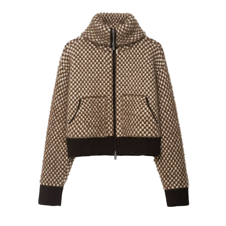 Damen modische Fleecejacke mit hohem Kragen und praktischen Taschen Drune