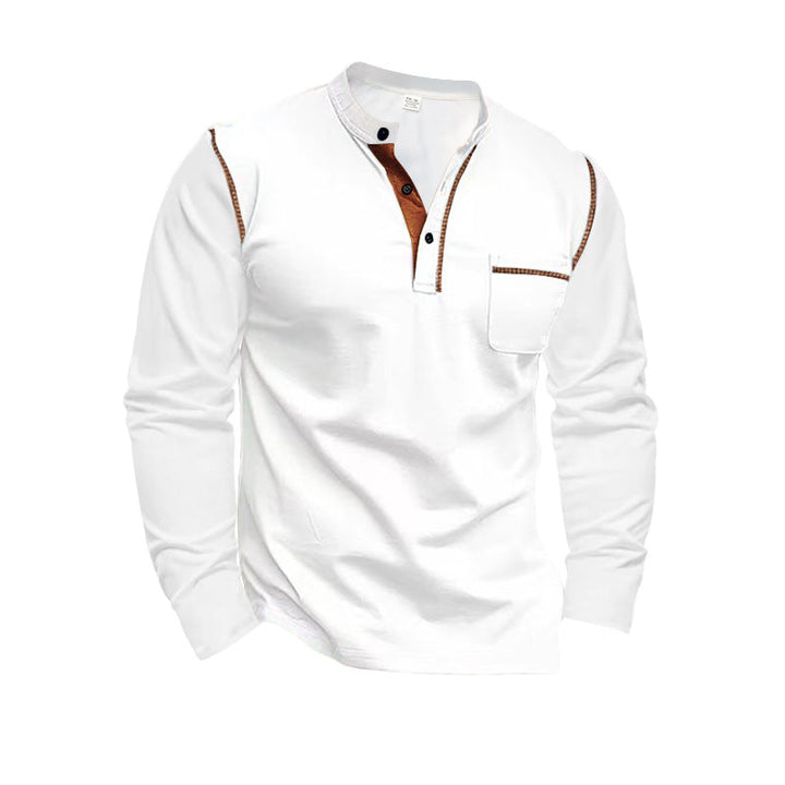Herren Langarm-Henley-Shirt mit modernem Kragen und praktischer Brusttasche Drune