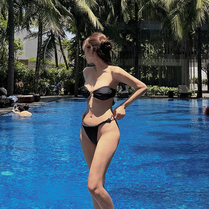 Damen Bikini-Set mit stilvollem Knoten-Design und glänzende Details Drune