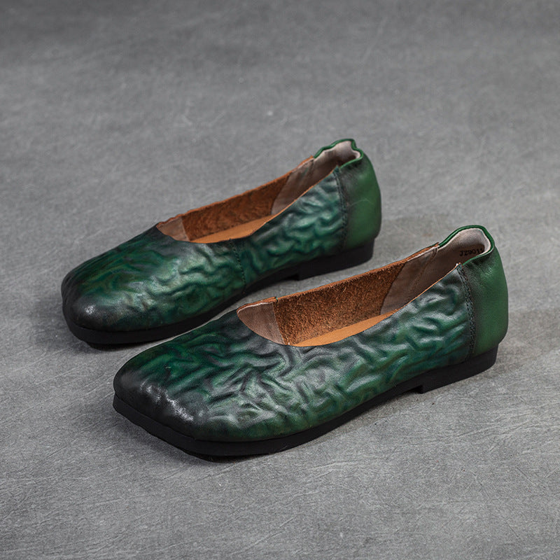 Damen Elegante und bequeme Ballerinas aus hochwertigem Leder mit floralem Cut-Out-Design Drune
