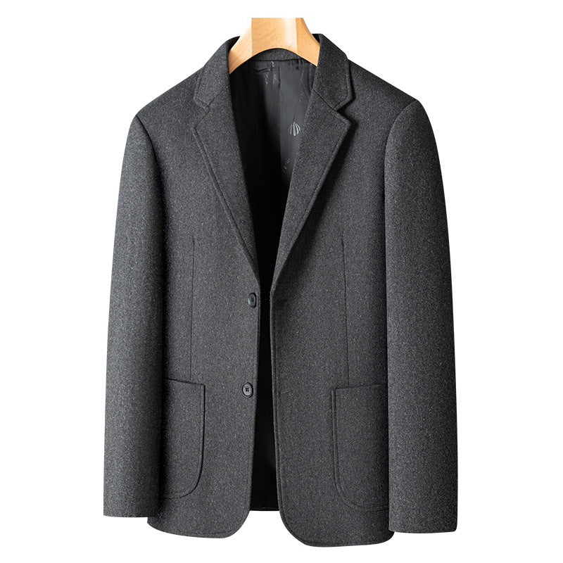Herren Smart-Casual Wollmix-Sakko im Mantelstil mit aufgesetzten Taschen Drune