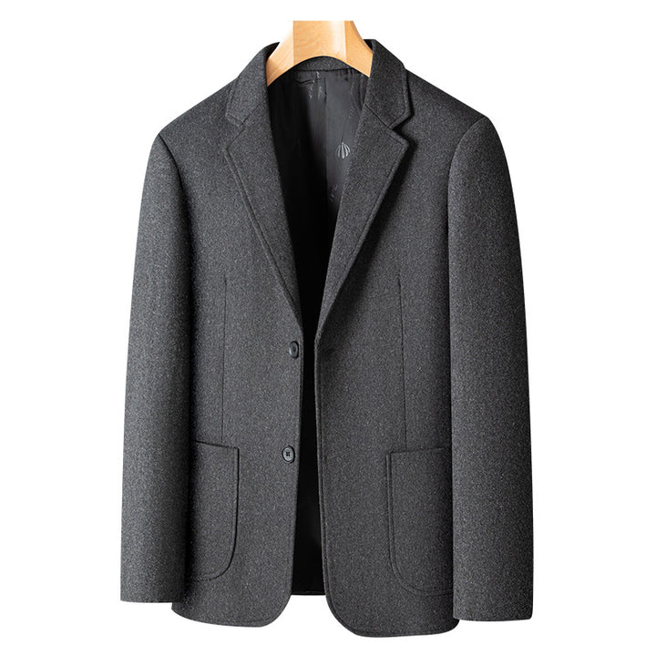 Herren Smart-Casual Wollmix-Sakko im Mantelstil mit aufgesetzten Taschen Drune