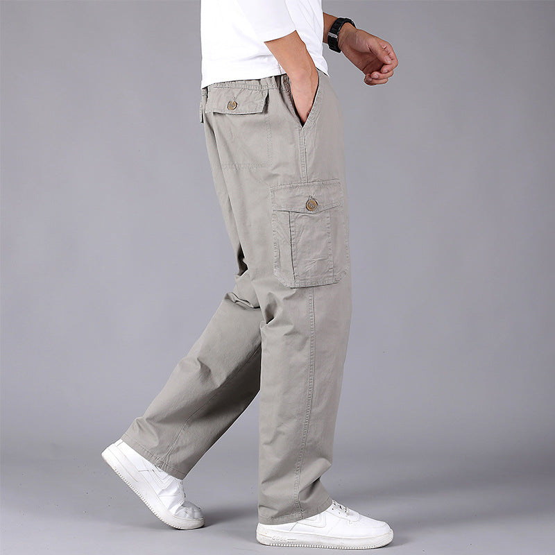 Herren Cargohose im Utility‑Stil mit elastischem Bund, geradem Bein und aufgesetzten Klappentaschen Drune