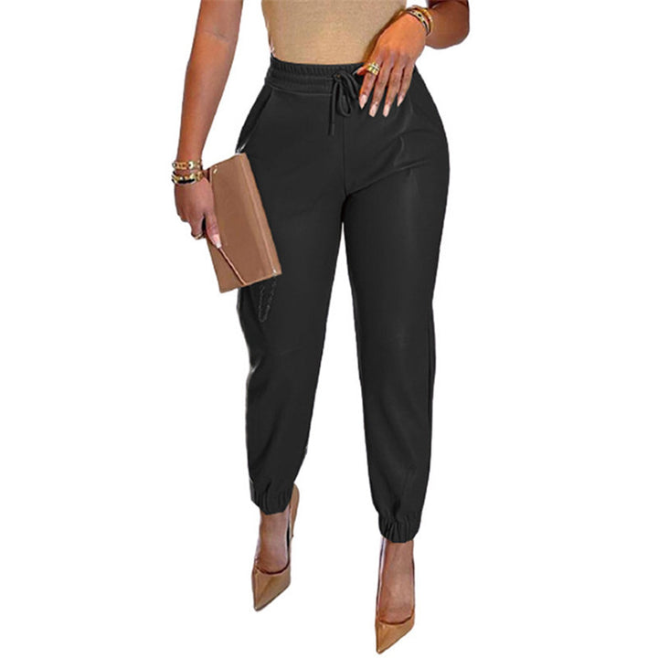 Damen Sportliche Lederhose mit elastischem Bund und schmalem Schnitt Drune