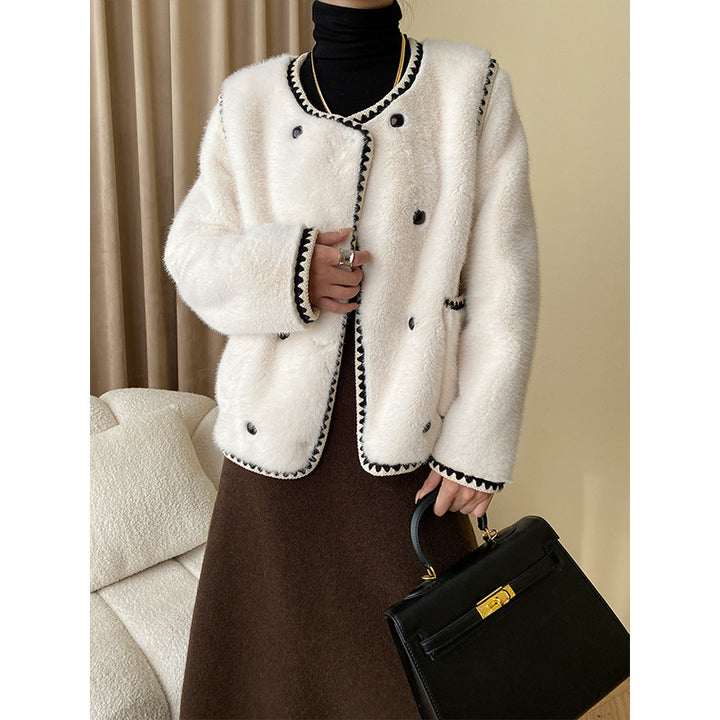 Damen Fleecejacke mit dekorativen Knopfdetails Drune