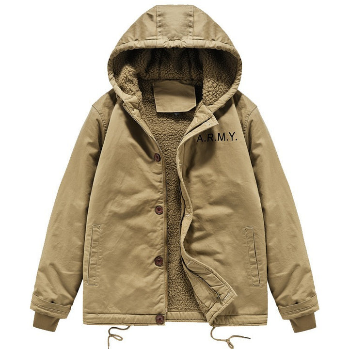 Herren Kurzparka mit Teddyfutter, Kapuze und Zwei-Wege-Reißverschluss Drune