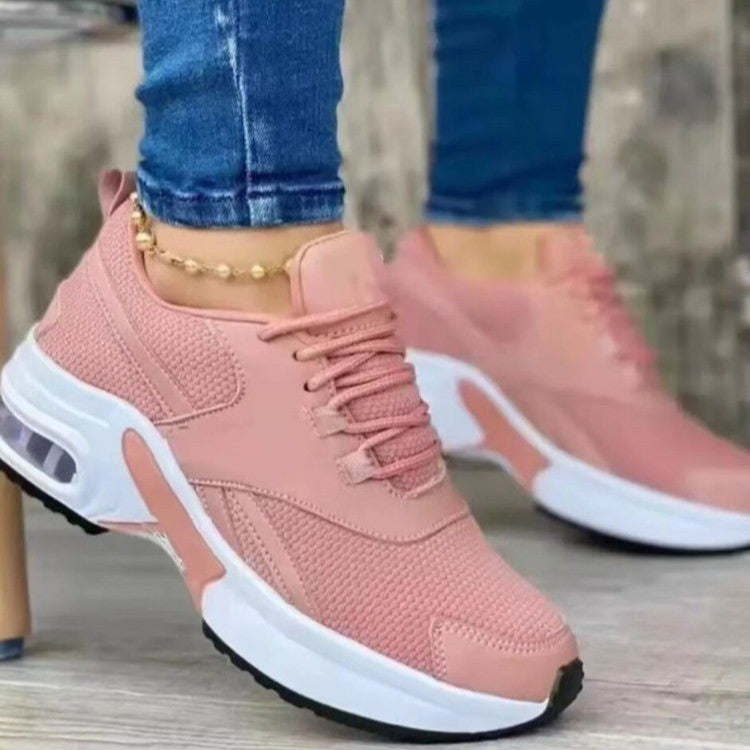 Damen Modische Chunky-Sneaker mit sichtbarem Luftkissen Keilsohle und gepolstertem Knöchelschaft Drune