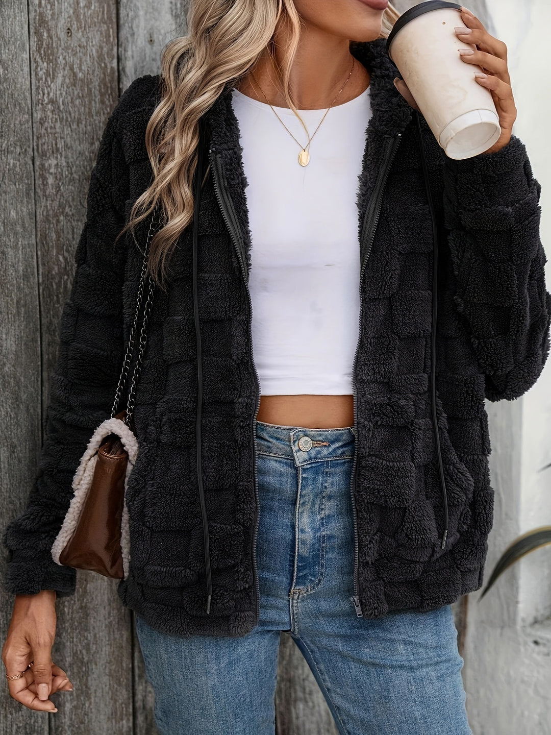 Damen Kuschelige Fleecejacke Drune