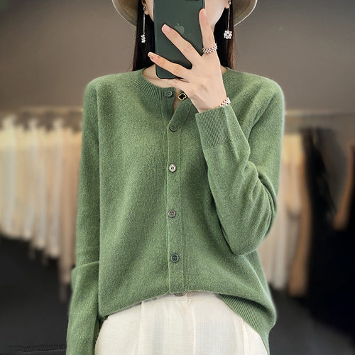 Damen Kurzgeschnittener Cardigan in Mohair‑Optik mit Rundhalsausschnitt und Perlmuttknöpfen Drune