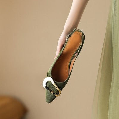 Damen Slingback Ballerinas mit eleganter Schnalle und spitzem Design Drune