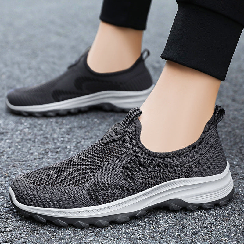 Herren nan elastischer Strick-Slip-On Trekking-Sneaker mit griffiger Profilsohle und ergonomischer Dämpfungssohle Drune
