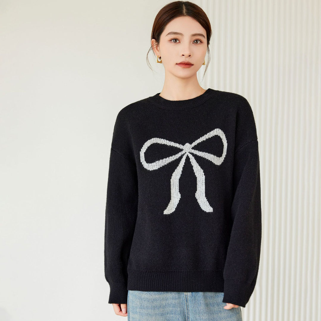 Damen Oversized Pullover mit modernem Schleifen-Design Drune