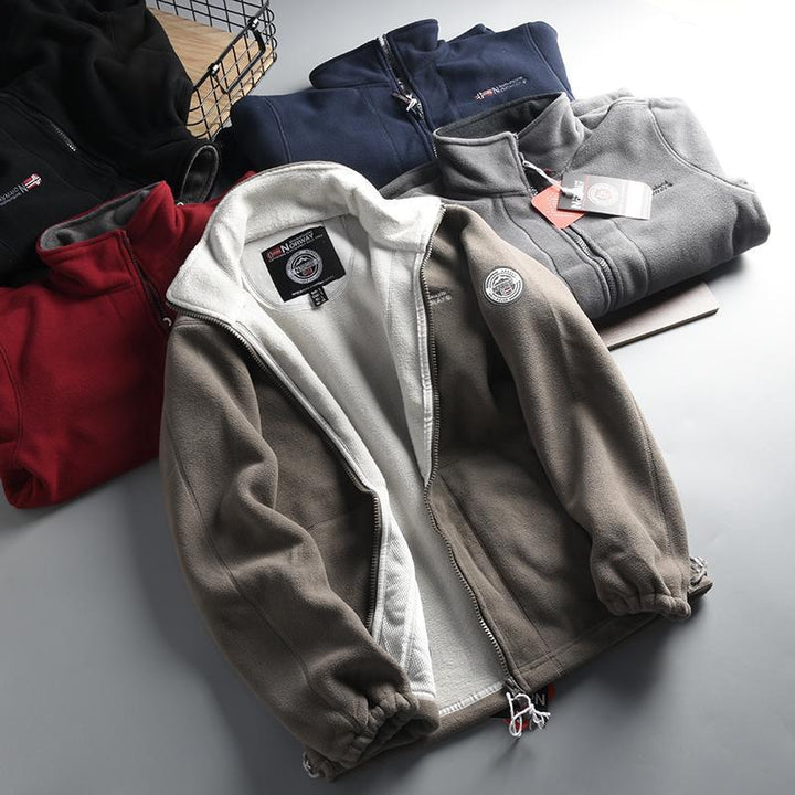 Herren Wärmende Fleecejacke mit Stehkragen, Reißverschluss und elastischen Bündchen Drune