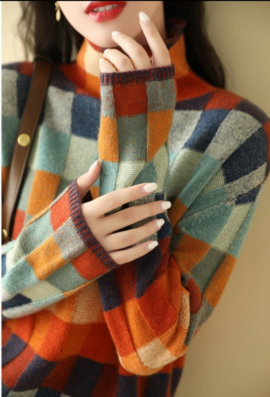 Drune - Eleganter Print Rollkragenpullover