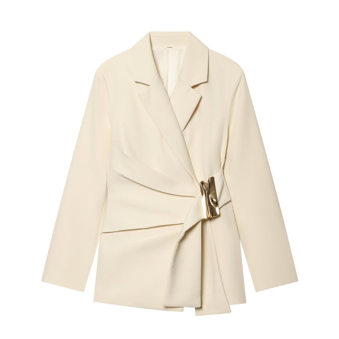 Damen Zweiteiliges Wickelblazer- und Palazzo-Anzugset mit Ziergürtel Drune