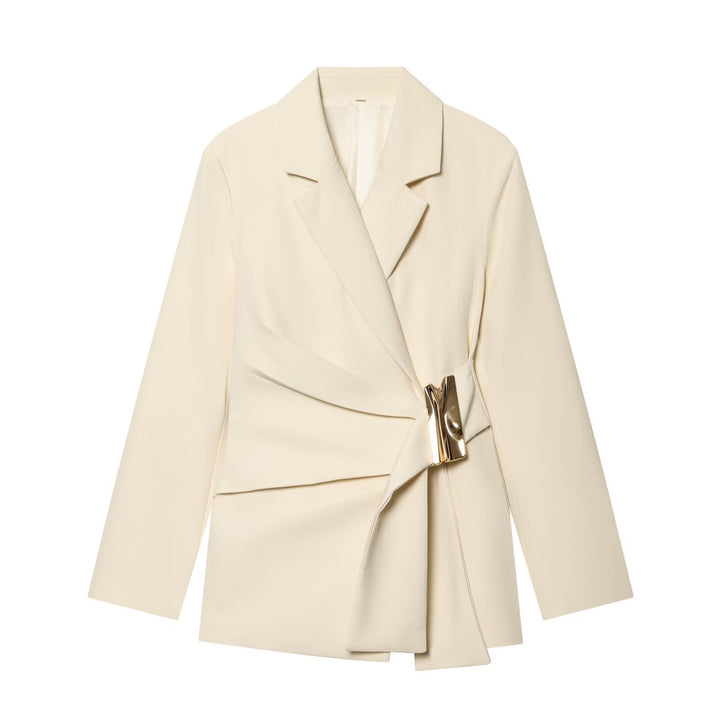 Damen Zweiteiliges Wickelblazer- und Palazzo-Anzugset mit Ziergürtel Drune