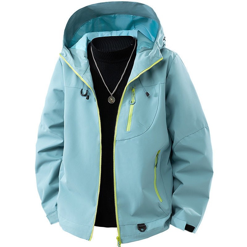 Herren Technische Softshell Outdoorjacke mit Kapuze wasser- und winddichter Membran versiegelte Reißverschlüsse Drune