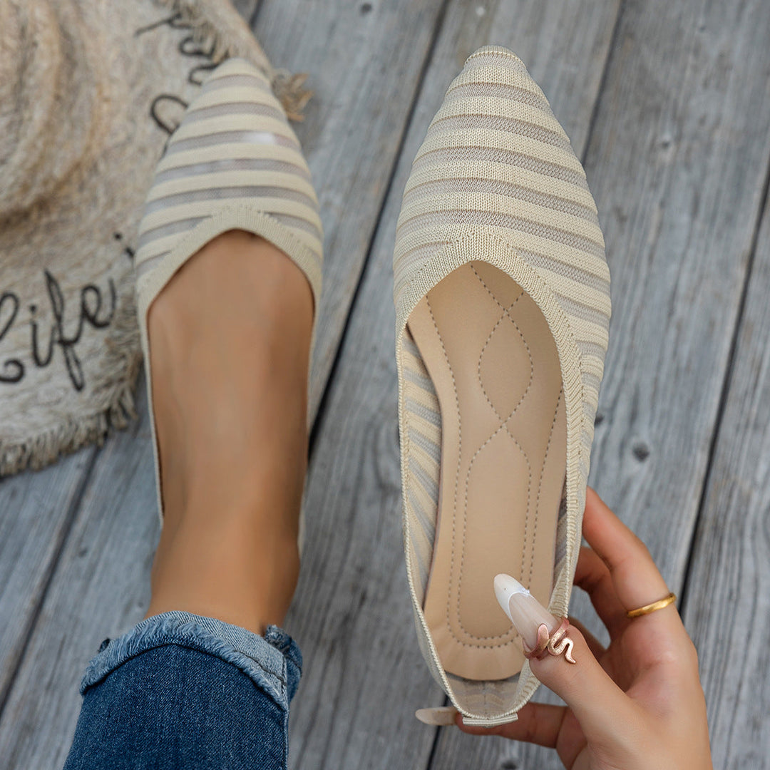 Damen spitze Ballerinas mit strukturiertem Obermaterial Drune