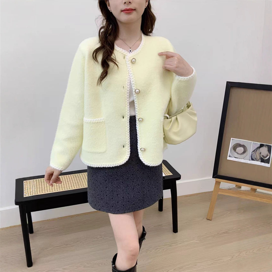 Damen Elegante Strickjacke mit dekorativer Knopfleiste und Taschen Drune
