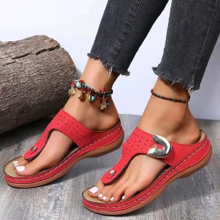 Damen Komfortable Zehentrenner-Sandalen mit anatomischem Fußbett und modischem Riemendesign Drune