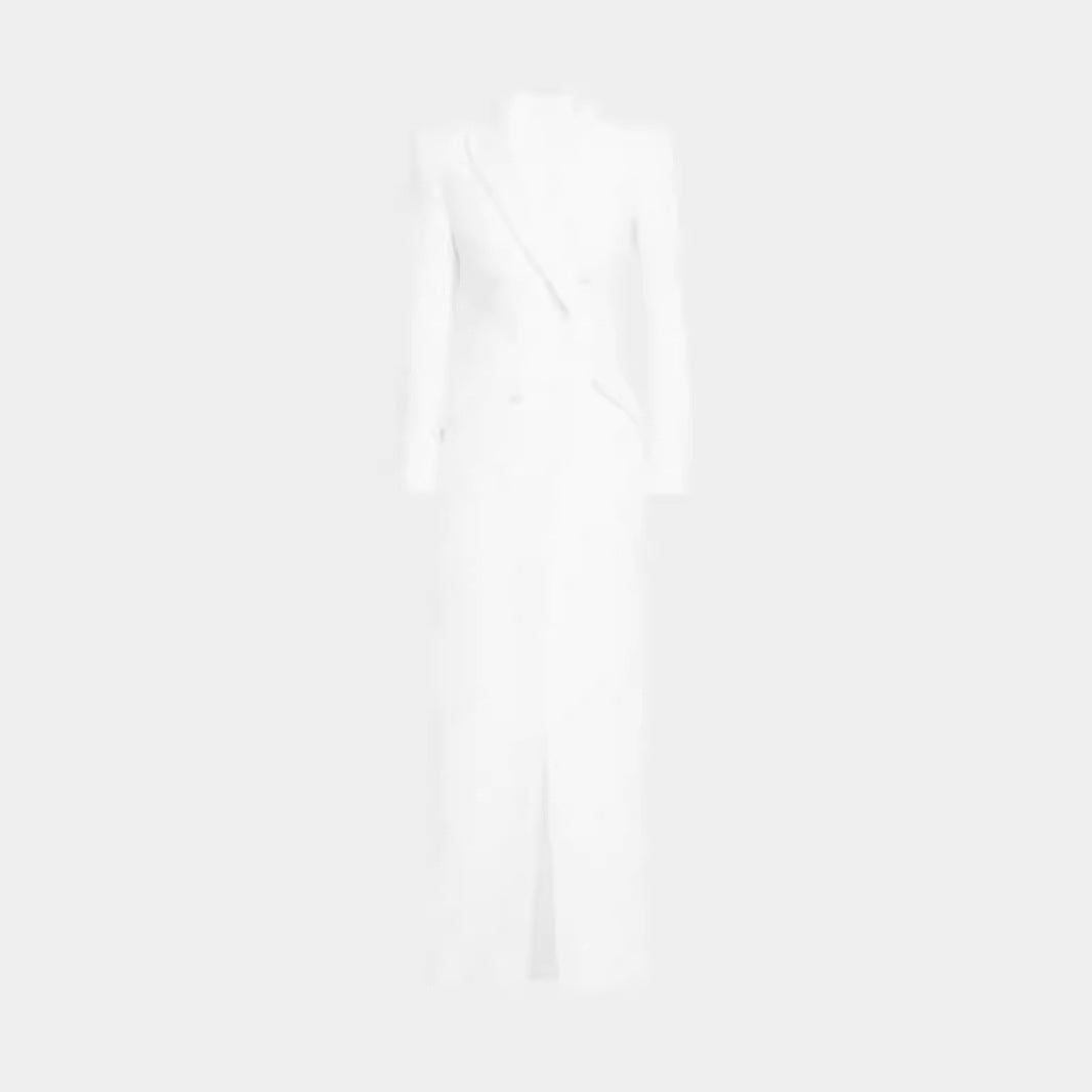 Damen Blazerkleid Maxikleid mit Doppelreiher, taillierter Silhouette und hohem Frontschlitz Drune