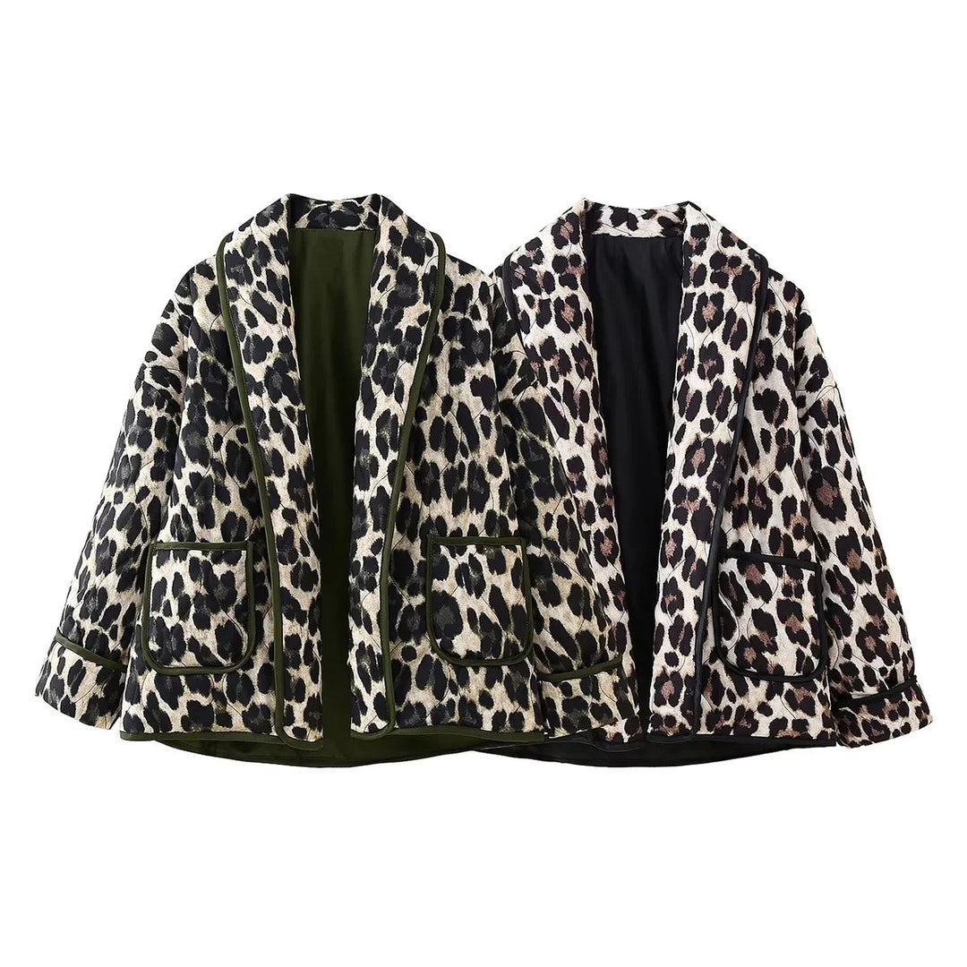 Damen elegante Leopardmuster Jacke Drune