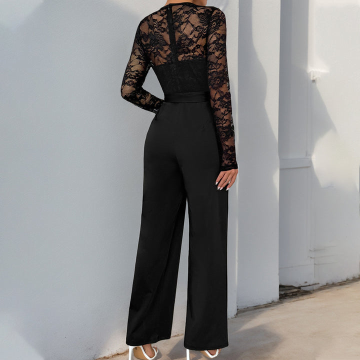Damen Eleganter und vielseitiger Jumpsuit mit Spitzenoberteil Drune
