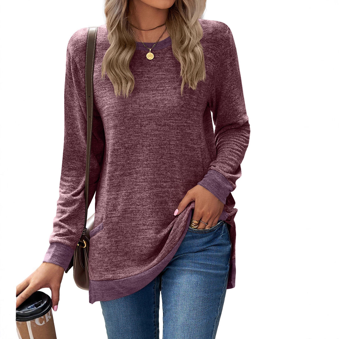 Damen Langarmshirt mit Kontrastdetails und Seitentaschen Drune