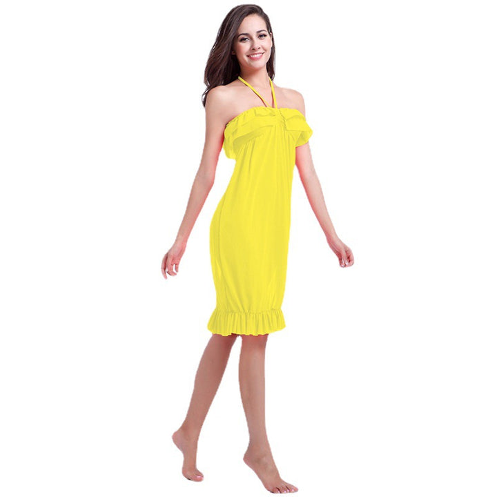 Damen Strandkleid mit Rüschen und verstellbarem Halter Drune