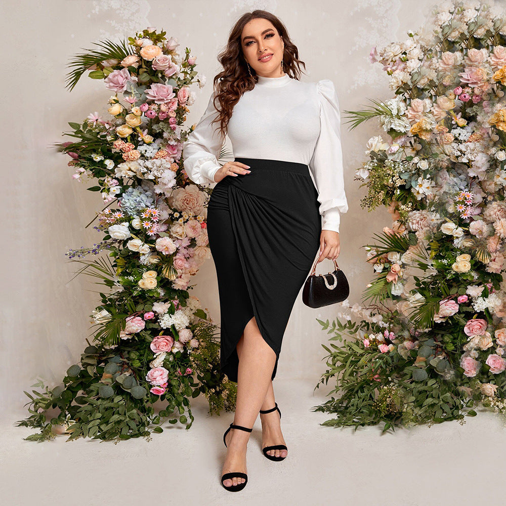 Damen Bleistiftrock mit elegantem Wickeldesign und hohem Schlitz Drune